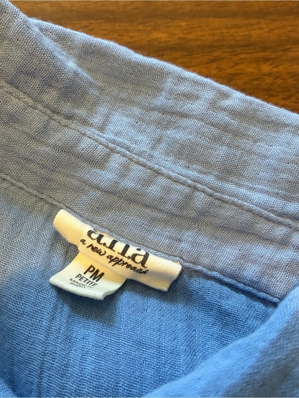 a.n.a. Women's Dress Size PM Light Blue Fit & Flare 1/2 Button Closure Pullover - Picture 3 of 8